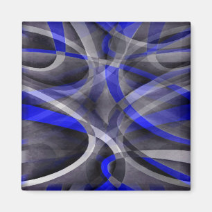 Eighties Groovy Royal Blue and Grey Arched Line Pa Magnet