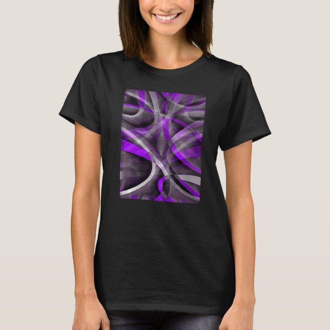 Eighties Light Purple On Grey Abstract Strip Patte T-Shirt (Front)
