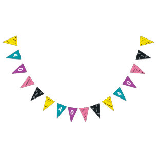 Eighties Party Black Retro Birthday Bunting