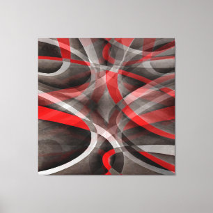 Eighties Red White and Grey Layered Curves Canvas Print