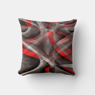 Eighties Red White and Grey Layered Curves Cushion