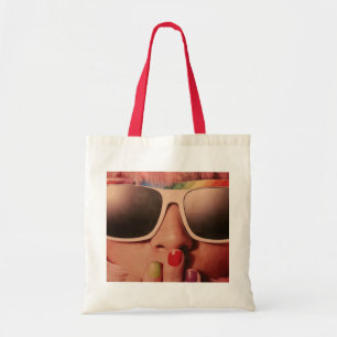 Eighties retro fashion girl tote bag