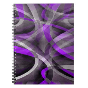 Eighties Retro Light Purple and Grey Curvy Pattern Notebook