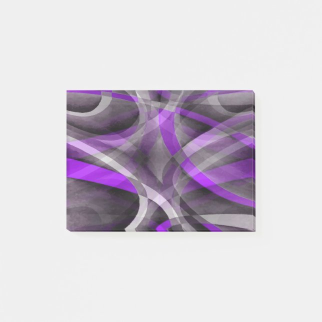 Eighties Retro Light Purple and Grey Curvy Pattern Post-it Notes (Front)