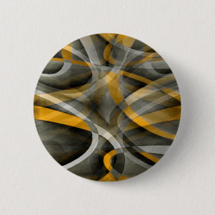 Eighties Retro Mustard Yellow and Grey Abstract Cu 6 Cm Round Badge