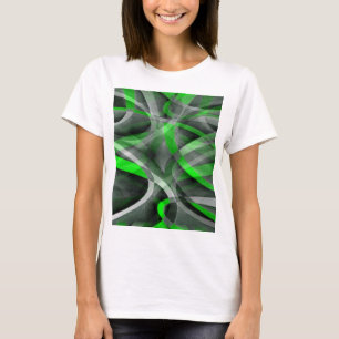 Eighties Retro Neon Green and Grey Curved Line Pat T-Shirt