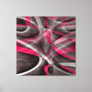 Eighties Rose Pink and Grey Funky Pattern Canvas Print