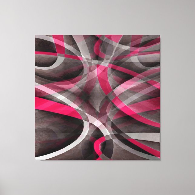 Eighties Rose Pink and Grey Funky Pattern Canvas Print (Front)