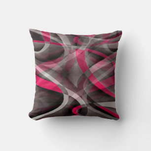 Eighties Rose Pink and Grey Funky Pattern Cushion