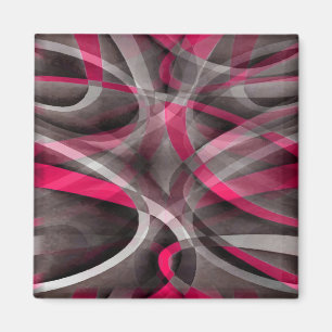 Eighties Rose Pink and Grey Funky Pattern Magnet