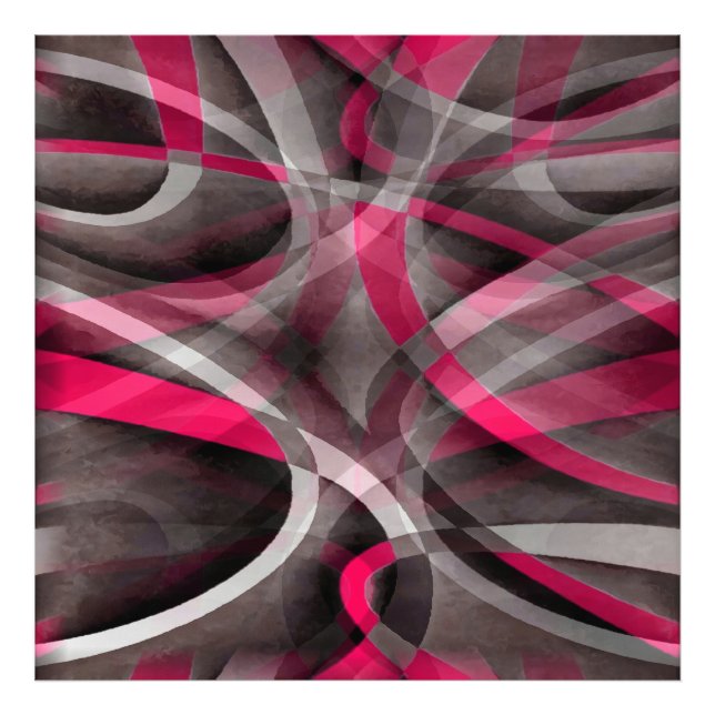 Eighties Rose Pink and Grey Funky Pattern Photo Print (Front)
