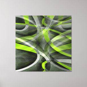 Eighties Styled Grey and Lemon Curve Pattern Canvas Print