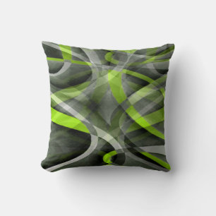 Eighties Styled Grey and Lemon Curve Pattern Cushion