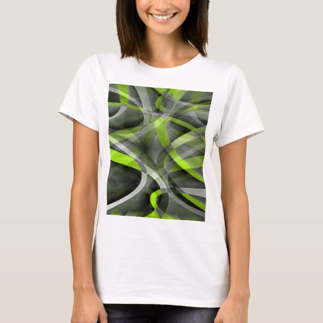 Eighties Styled Grey and Lemon Curve Pattern T-Shirt (Front)