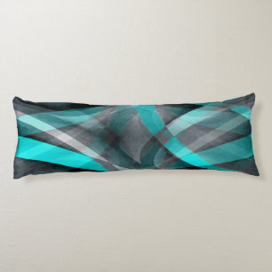 Eighties Turquoise and Grey Arched Line Pattern Body Cushion