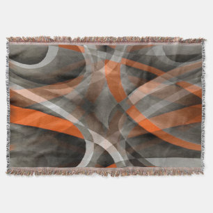 Eighties Vibes Burned Orange and Grey Layered Curv Throw Blanket