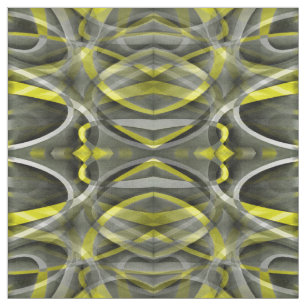 Eighties Vibes Daffodil Yellow and Grey Layered Cu Fabric