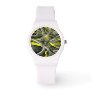 Eighties Vibes Daffodil Yellow and Grey Layered Cu Watch