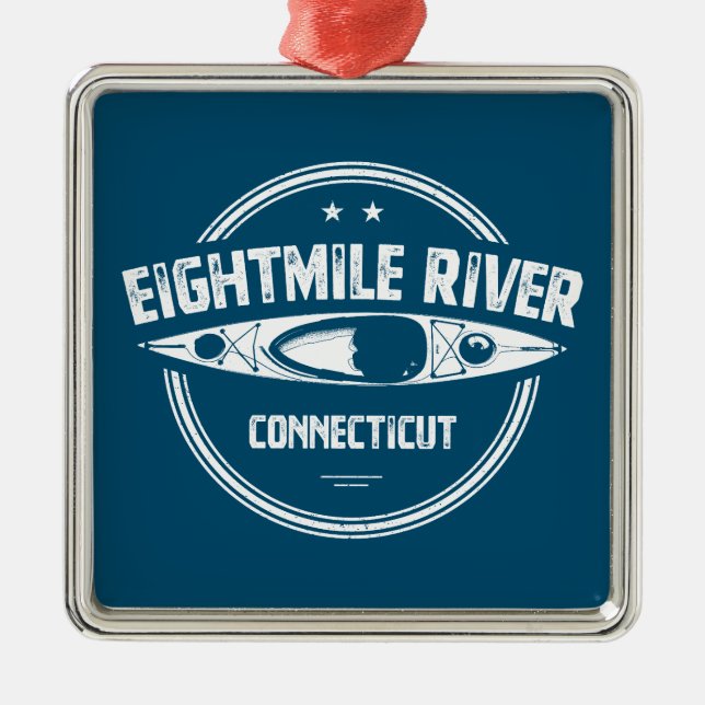 Eightmile River Connecticut Kayaking Metal Tree Decoration (Front)