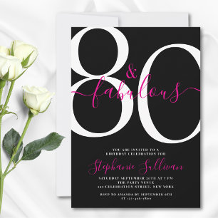 Eighty and Fabulous 80th Birthday Black Party  Invitation
