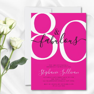Eighty and Fabulous 80th Birthday Party Pink Invitation