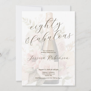 Eighty and Fabulous Modern 80th Birthday Invitation