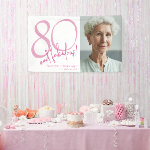 Eighty and Fabulous Photo 80th Birthday Party Banner