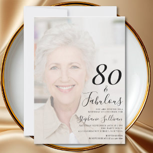 Eighty and Fabulous Photo 80th Birthday Party Invitation