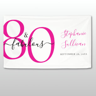 Eighty and Fabulous Pink 50th Birthday Party Banner
