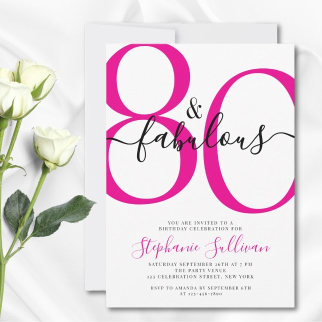 Eighty and Fabulous Script 80th Birthday Party  Invitation (Creator Uploaded)