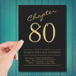 Eighty Black Gold 80th Birthday Party Invitation<br><div class="desc">Make your 80th birthday extra special with this gorgeous black and gold invitation from Zazzle! Our black custom party invites feature a beautiful script font in bold gold accents for a luxurious touch. Customise the details of your event on the back of the postcard and enjoy the convenience of having...</div>