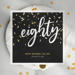 Eighty Black Gold 80th Birthday Party Napkin