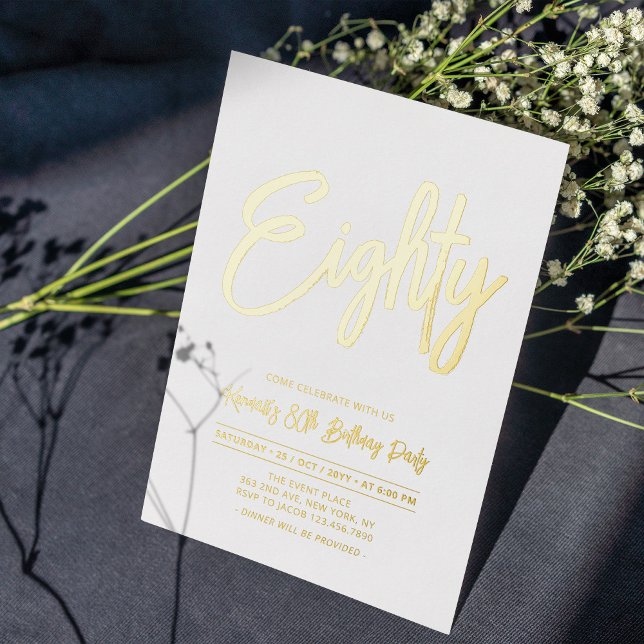 Eighty | Chic Foil Script 80th Birthday Party (Creator Uploaded)