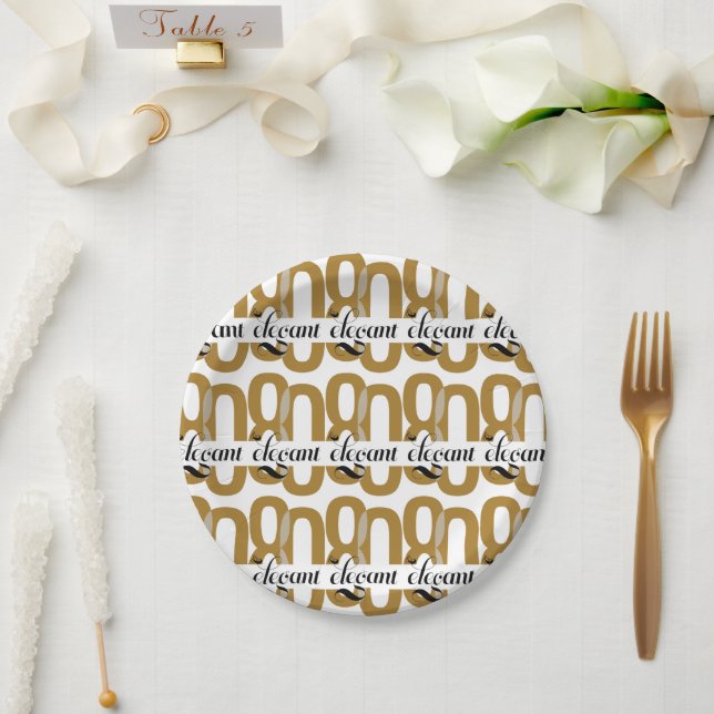 Eighty & Elegant 80th Birthday Gold Black Party Paper Plate (Wedding)