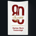 Eighty & Elegant Ruby Red Gold 80th Birthday Banner<br><div class="desc">Celebrate a milestone in vibrant luxury with our Eighty & Elegant Ruby Red Gold 80th Birthday Banner. Featuring rich ruby red panels accented with shimmering gold foil lettering, this banner adds elegance and festive flair to any 80th birthday celebration. Perfect for hanging across tables, walls, or entryways, it elevates your...</div>