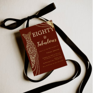 Eighty & Fabulous Burgundy & Gold 80th Birthday 