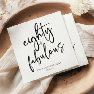 Eighty & Fabulous Minimal 80th Birthday Party Napkin