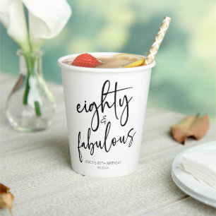 Eighty & Fabulous Minimal 80th Birthday Party Paper Cups
