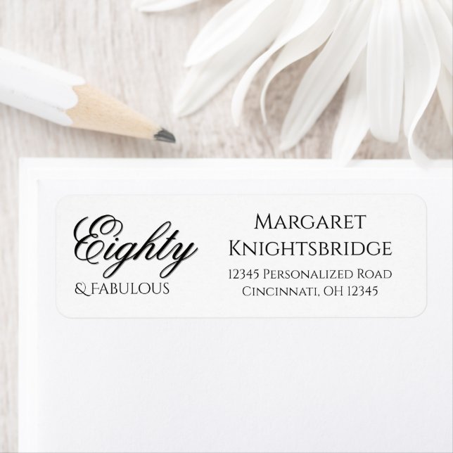 Eighty & Fabulous Script White Black Birthday (Insitu)