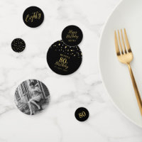 Eighty Gold & Black Confetti 80th Birthday Party