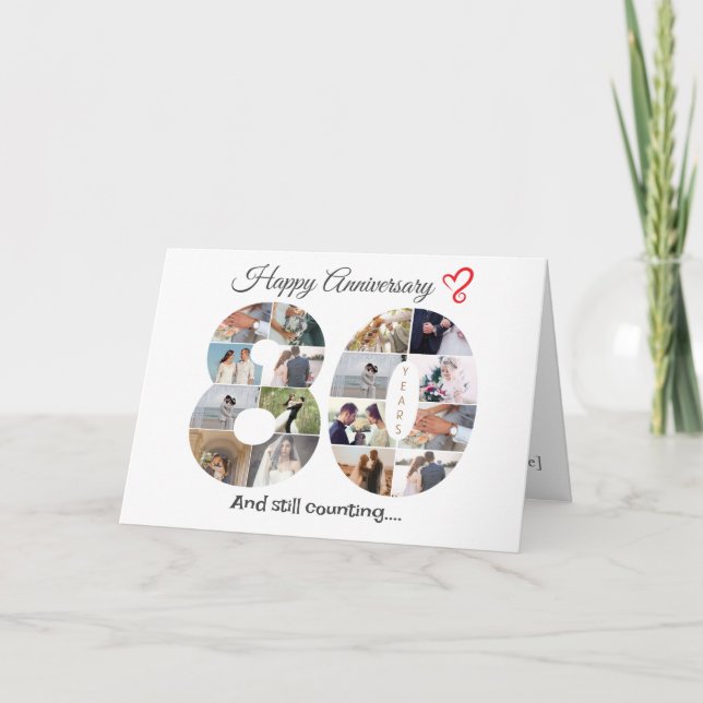 Eighty Year Wedding Anniversary Photo Card (Front)