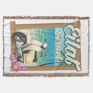 Eilat Beach Israel scooter travel poster Throw Blanket