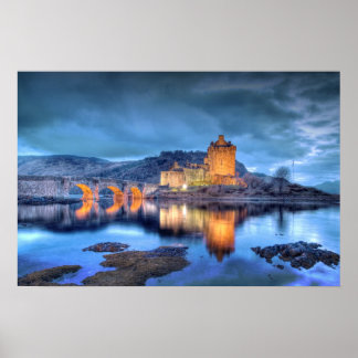 Eilean Donan Castle at Night borderless Poster