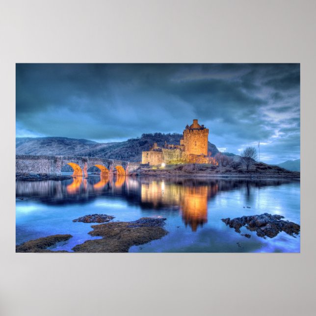 Eilean Donan Castle at Night borderless Poster (Front)