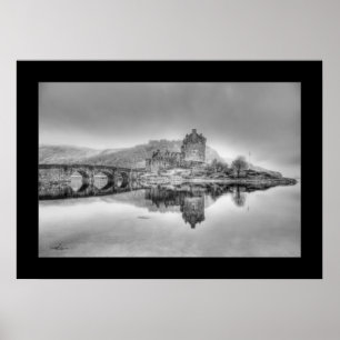 Eilean Donan Castle in Scotland, (Black and White) Poster