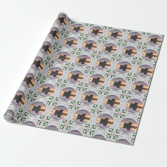 Eilean Donan Castle MacKenzie, MacRae Clans Xmas Wrapping Paper (Unrolled)