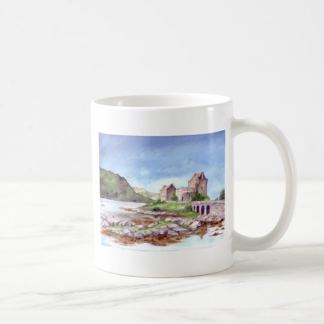 Eilean Donan Castle Watercolor Painting Coffee Mug (Right)