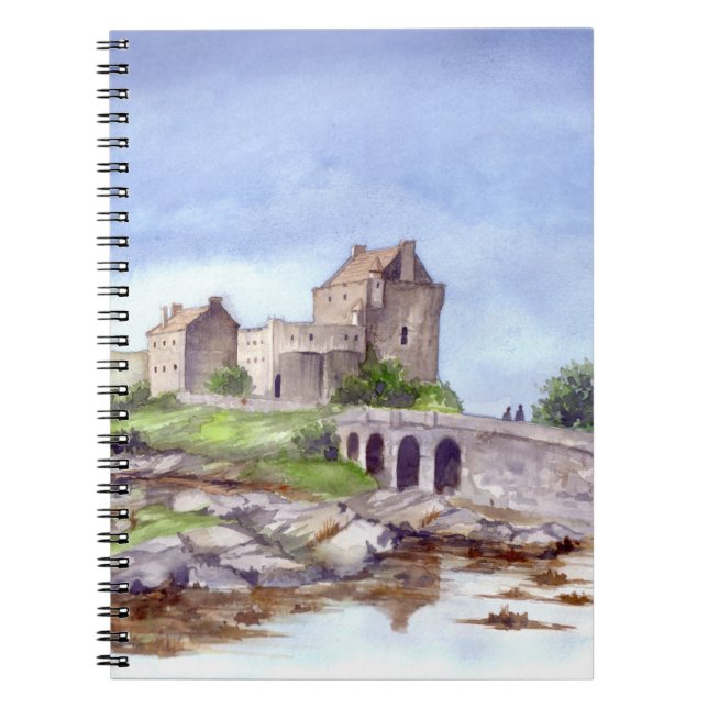 Eilean Donan Castle Watercolor Painting Spiral Notebook (Front)