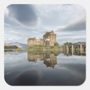 Eilean Donan Castle with reflection in Scotland Square Sticker