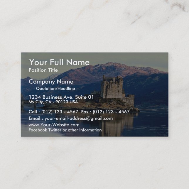 Eileen Donan Castle, Loch Duich, Scotland Business Card (Front)